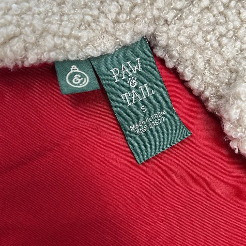 Paw & Tail Red Gingerbread Dog Vest with Tan Sherpa Fur Hook &‎ Loop Close Small